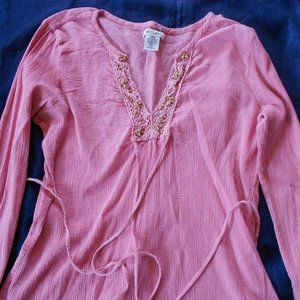 Large Orange/Pink small bell long sleeve top By At Last